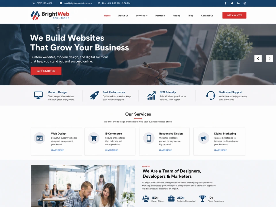 BrightWeb Solutions antes del rediseño