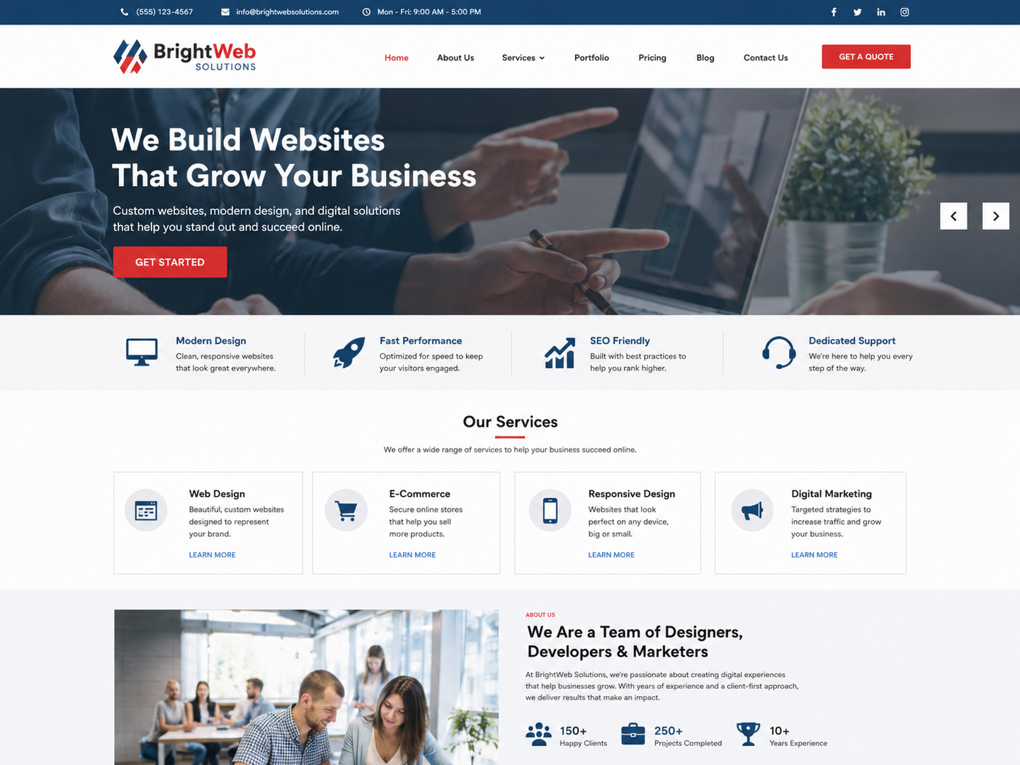 BrightWeb Solutions antes del rediseño